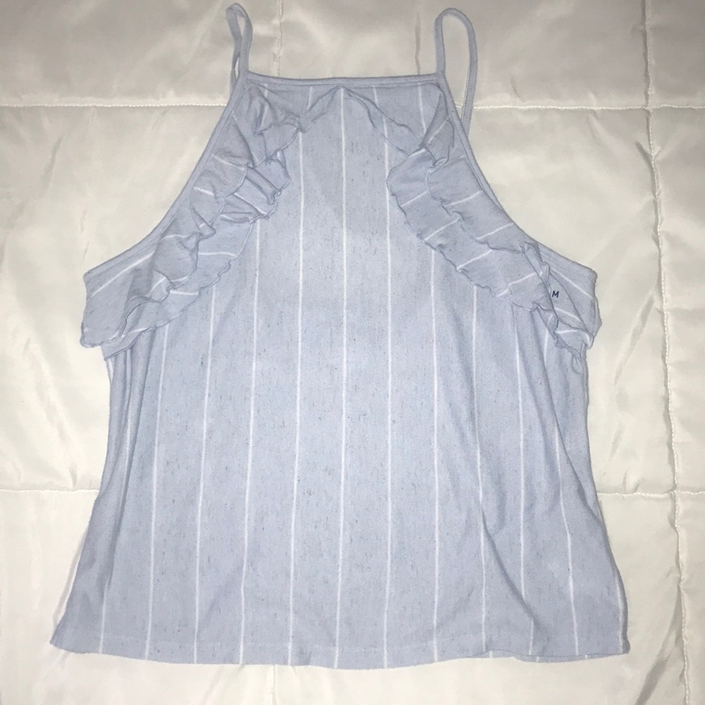 AE Striped Ruffle Crop Top